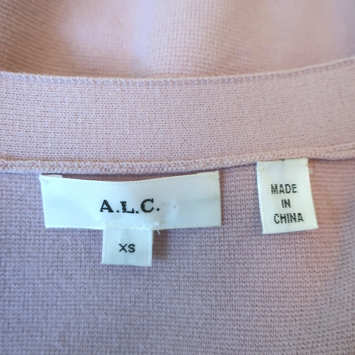 A.L.C. Peters V-Neck Cropped Cardigan Lilac Stretch Knit Size Extra Small