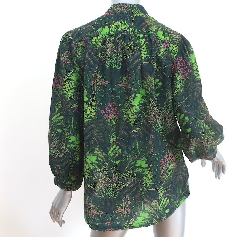 Trovata Birds of Paradis Bailey Blouse Forest Fern Print Cotton Size Small