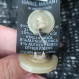 Isabel Marant Etoile Overton Double Breasted Coat Charcoal Boucle Tweed Size 36