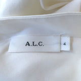 A.L.C. Lace-Up Back Top White Stretch Cotton Size 4 Short Sleeve Blouse