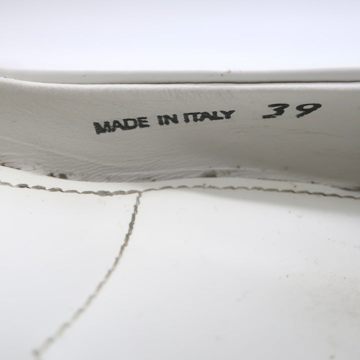 Prada Spazzolato Triangle Logo Kitten Heel Slingback Pumps White Leather Size 39