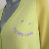 PS by Paul Smith Happy Cardigan Yellow Colorblock Cotton Knit Size Extra Small