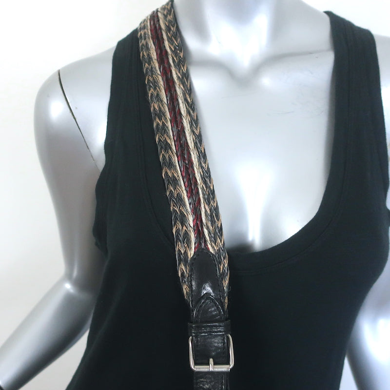 Isabel Marant Woven Strap Small Crossbody Flap Bag Black Raffia and Leather