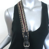 Isabel Marant Woven Strap Small Crossbody Flap Bag Black Raffia and Leather