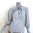 Ulla Johnson Julie Tie-Neck Blouse Gray/White Lurex-Striped Cotton Size 6