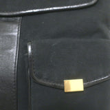 Chloe Braided Strap Front-Pocket Large Tote Black Leather-Trimmed Canvas