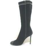 Chanel CC-Strap Cap Toe Tall Boots Black Velvet & Patent Leather Size 40