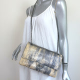 Chanel 2.55 Reissue 226 Double Flap Shoulder Bag Beige/Gray Snakeskin