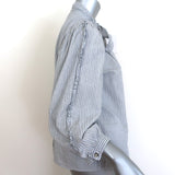 Ulla Johnson Julie Tie-Neck Blouse Gray/White Lurex-Striped Cotton Size 6
