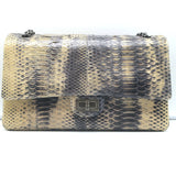 Chanel 2.55 Reissue 226 Double Flap Shoulder Bag Beige/Gray Snakeskin