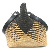 AllSaints Allington Straw Tote Black/Natural Extra Large Shoulder Bag