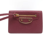 Balenciaga Neo Classic Mini Trifold Wallet Burgundy Grained Leather NEW