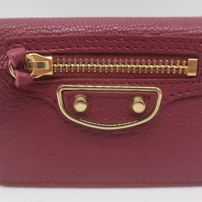 Balenciaga Neo Classic Mini Trifold Wallet Burgundy Grained Leather NEW