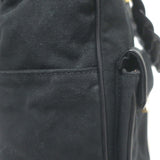 Chloe Braided Strap Front-Pocket Large Tote Black Leather-Trimmed Canvas