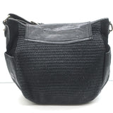 Isabel Marant Woven Strap Small Crossbody Flap Bag Black Raffia and Leather