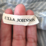 Ulla Johnson Julie Tie-Neck Blouse Gray/White Lurex-Striped Cotton Size 6