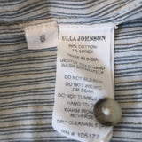 Ulla Johnson Julie Tie-Neck Blouse Gray/White Lurex-Striped Cotton Size 6