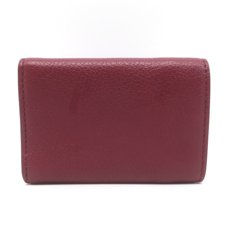 Balenciaga Neo Classic Mini Trifold Wallet Burgundy Grained Leather NEW