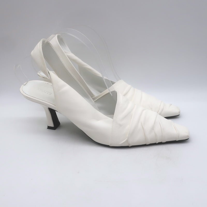 Khaite Water Slingback Pumps White Leather Size 39.5