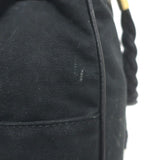 Chloe Braided Strap Front-Pocket Large Tote Black Leather-Trimmed Canvas