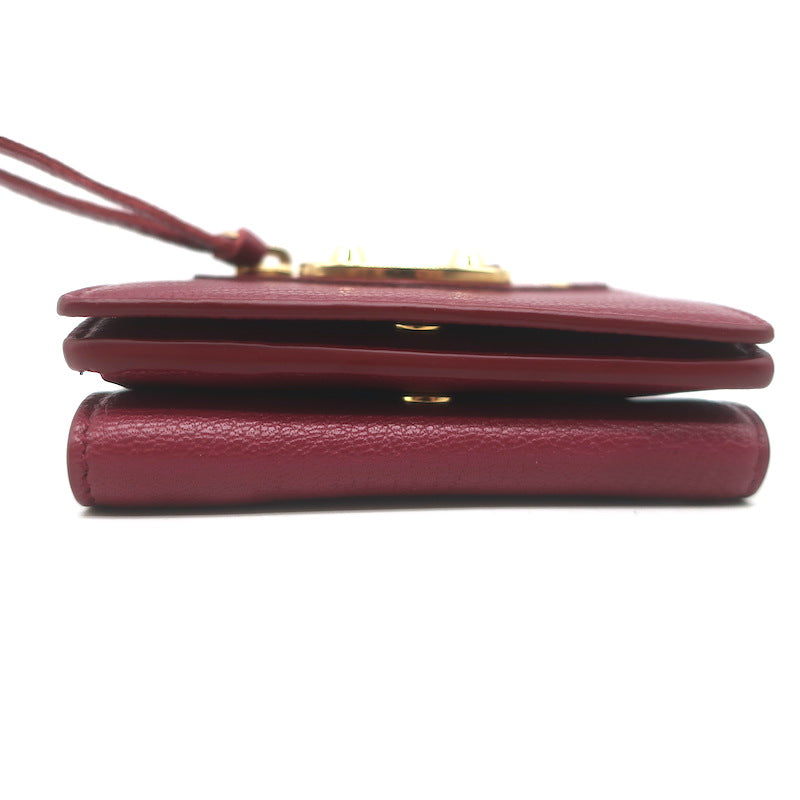 Balenciaga Neo Classic Mini Trifold Wallet Burgundy Grained Leather NEW