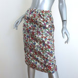 Marni Floral Print Pencil Skirt Cream/Multicolor Satin Size 40