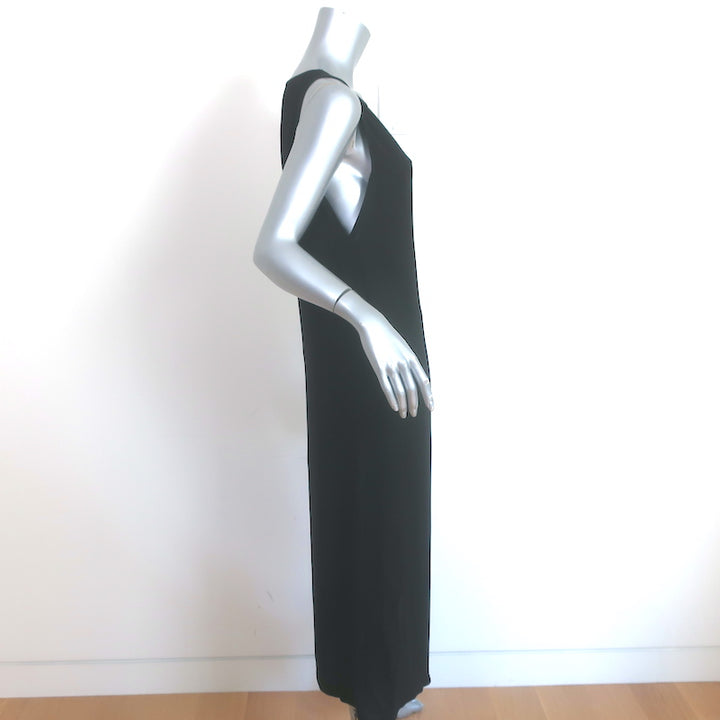 Max Mara Pianoforte Midi Dress Black Crepe Size 42 Sleeveless Side-Zip Tunic