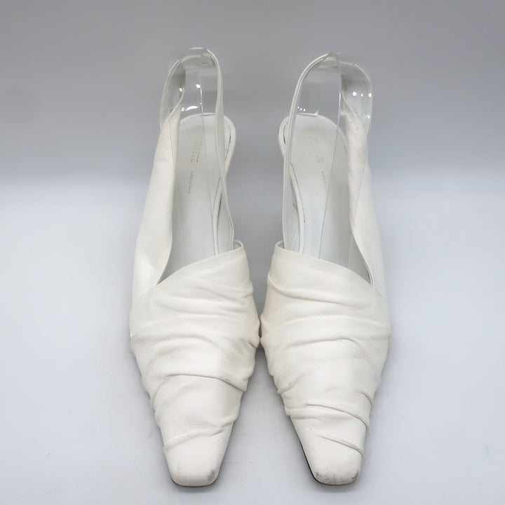 Khaite Water Slingback Pumps White Leather Size 39.5