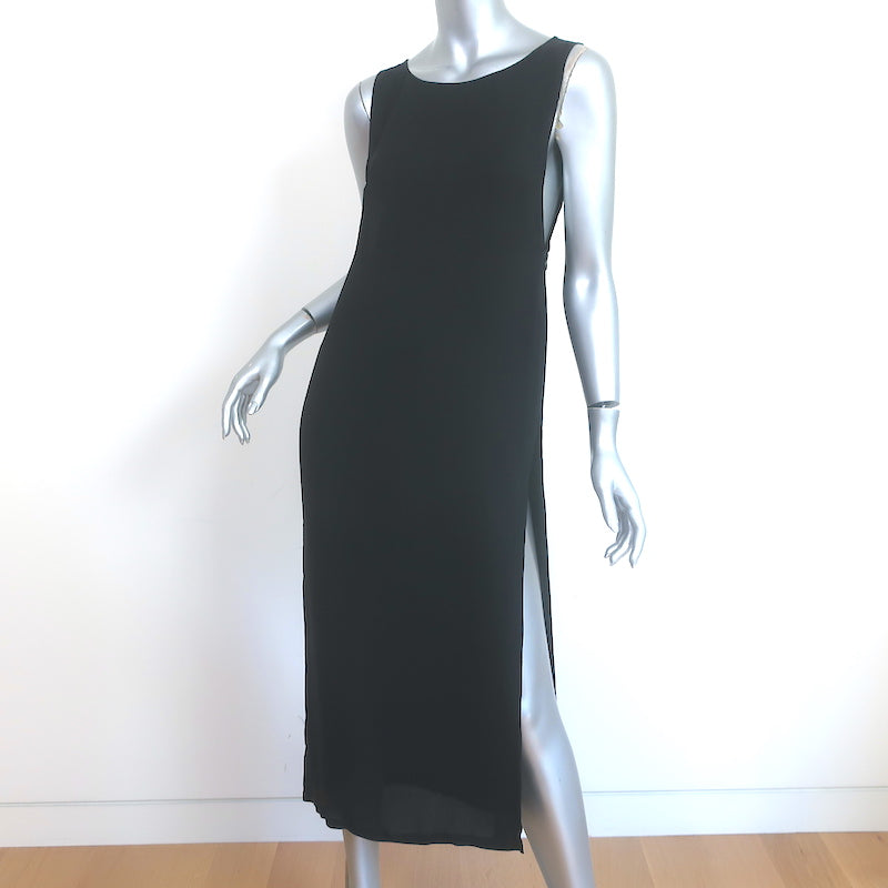 Max Mara Pianoforte Midi Dress Black Crepe Size 42 Sleeveless Side-Zip Tunic