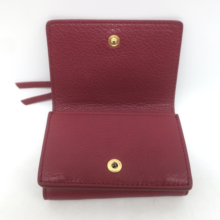 Balenciaga Neo Classic Mini Trifold Wallet Burgundy Grained Leather NEW