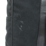 Chloe Braided Strap Front-Pocket Large Tote Black Leather-Trimmed Canvas