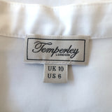 Temperley Lace-Trimmed Button Down Shirt White Cotton Size US 6 Short Sleeve Top