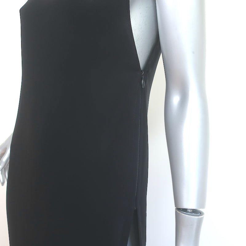 Max Mara Pianoforte Midi Dress Black Crepe Size 42 Sleeveless Side-Zip Tunic