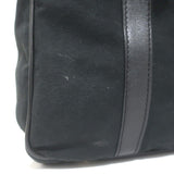 Chloe Braided Strap Front-Pocket Large Tote Black Leather-Trimmed Canvas