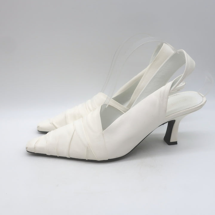 Khaite Water Slingback Pumps White Leather Size 39.5