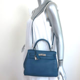 Hermes Kelly 28 Retourne Bleu Thalassa Epsom Leather Palladium Hardware 2015