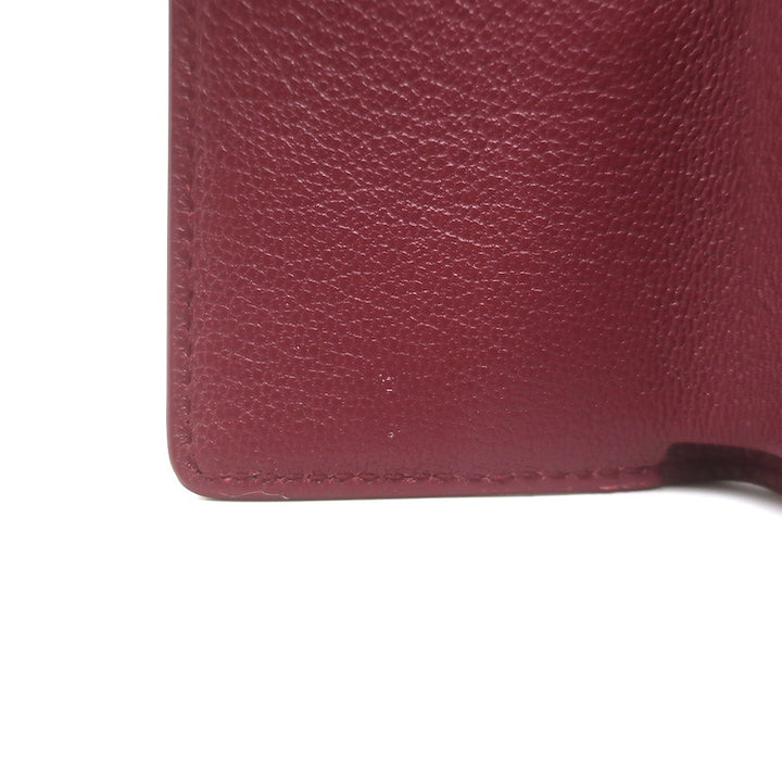 Balenciaga Neo Classic Mini Trifold Wallet Burgundy Grained Leather NEW