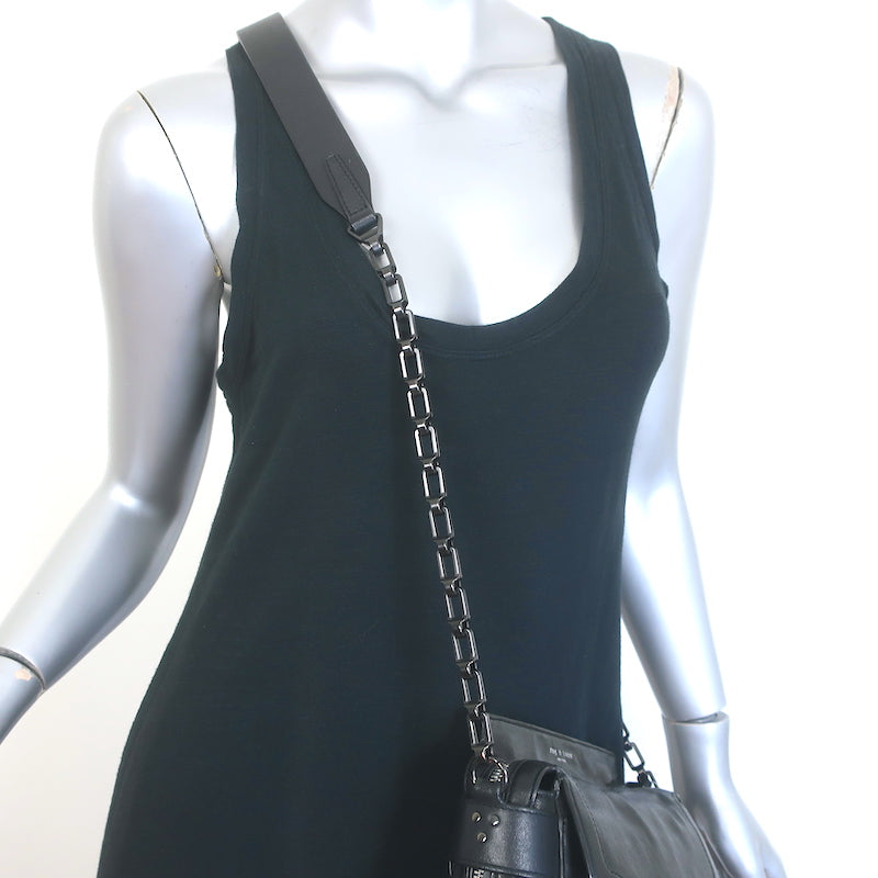 Rag &amp; Bone Micro Pilot Chain Strap Crossbody Bag Black Leather