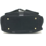 Chloe Braided Strap Front-Pocket Large Tote Black Leather-Trimmed Canvas