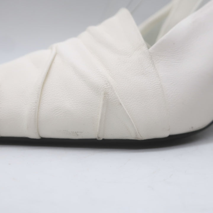 Khaite Water Slingback Pumps White Leather Size 39.5
