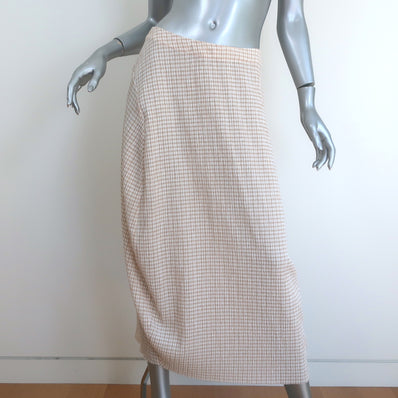 Jil Sander Gingham Midi Skirt Beige/White Gauze Size 36