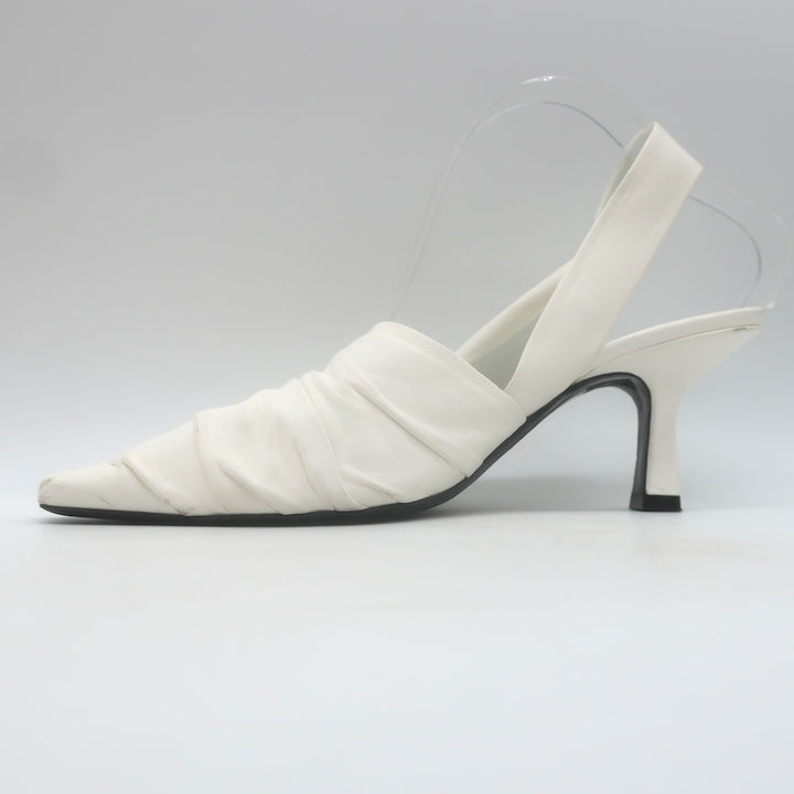 Khaite Water Slingback Pumps White Leather Size 39.5