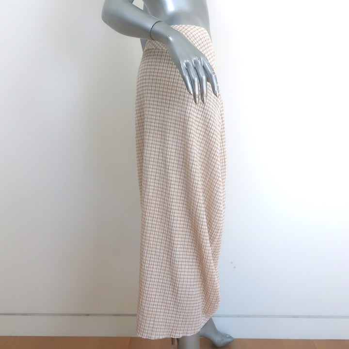 Jil Sander Gingham Midi Skirt Beige/White Gauze Size 36