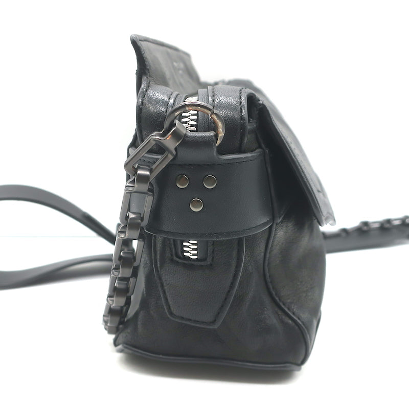 Rag &amp; Bone Micro Pilot Chain Strap Crossbody Bag Black Leather