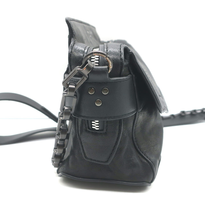 Rag &amp; Bone Micro Pilot Chain Strap Crossbody Bag Black Leather