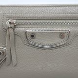 Balenciaga Metallic Edge Continental Zip Around Wallet Taupe Grained Leather