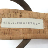 Stella McCartney Linda Cork Wedge Sandals White Faux Patent Leather Size 38