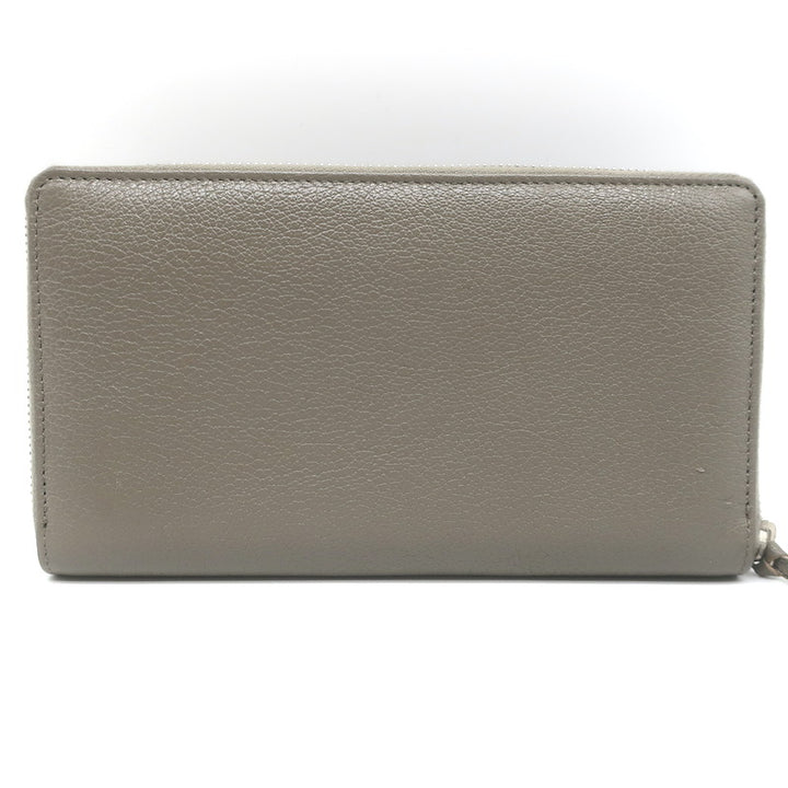 Balenciaga Metallic Edge Continental Zip Around Wallet Taupe Grained Leather