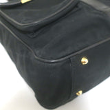 Chloe Braided Strap Front-Pocket Large Tote Black Leather-Trimmed Canvas