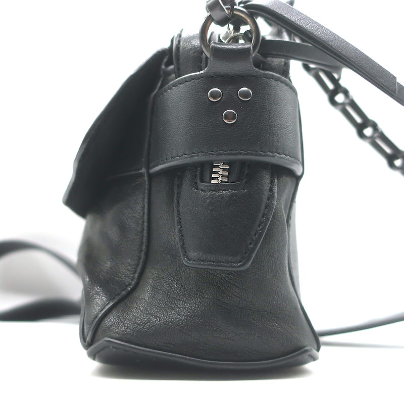Rag &amp; Bone Micro Pilot Chain Strap Crossbody Bag Black Leather